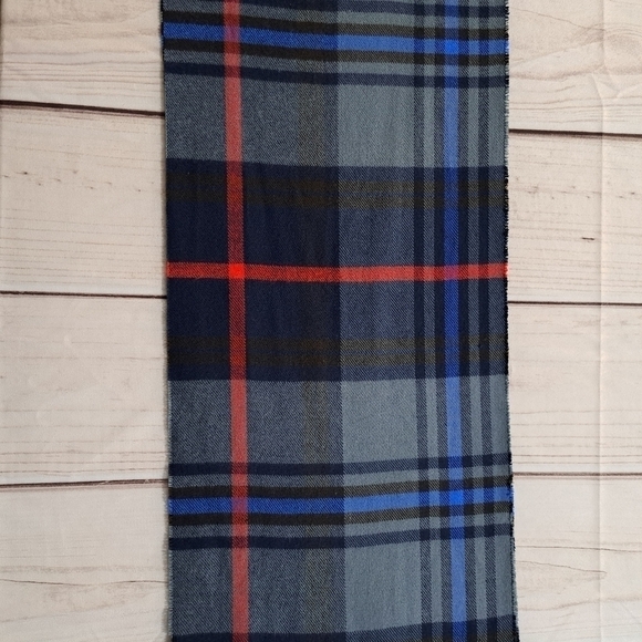 Preppy Gray And Blue Plaid Infinity Scarf - Picture 8 of 9